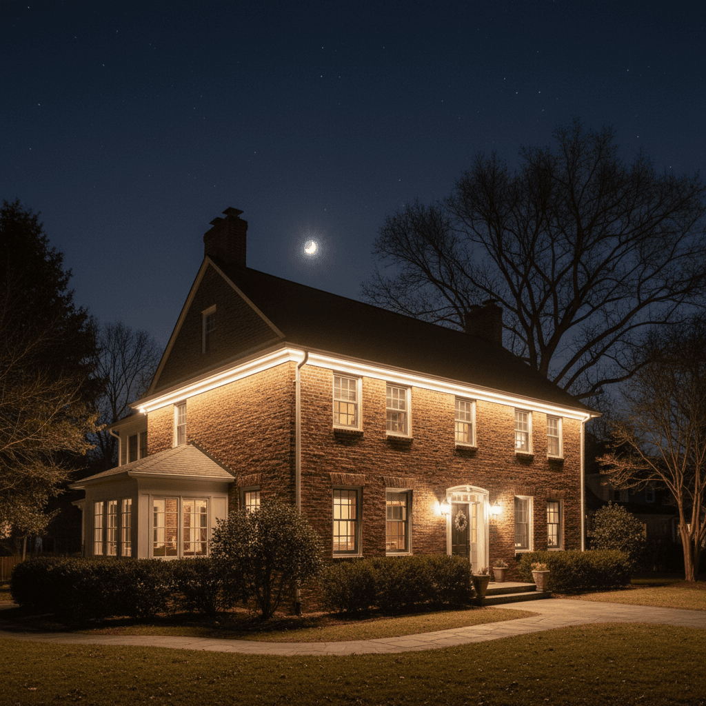 Eave lighting at night