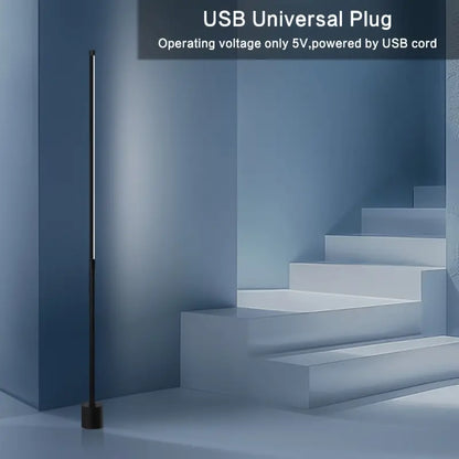 Modern Minimalist LED Corner Floor Lamp - USB Powered with Metal Stand