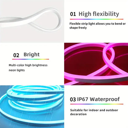 100ft Ultra-Bright Flexible Neon LED Strip Light - P67 Waterproof, with app Remote Control for Indoor/Outdoor