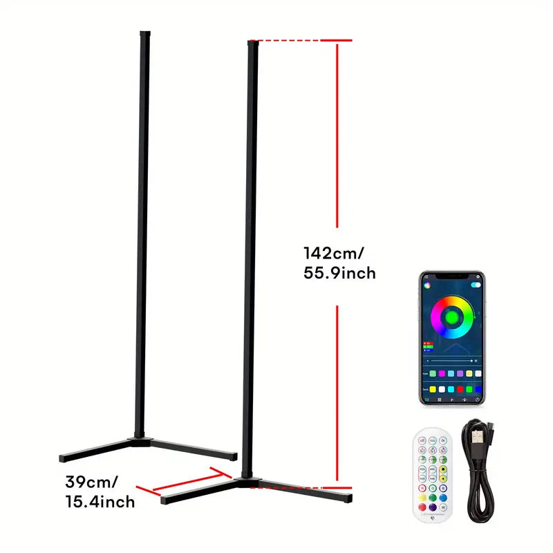 2 set Floor Lamp, Smart RGB LED Corner Lamp with App and Remote Control