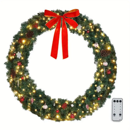 48in Outdoor Christmas ball Wreath Decoration Garland Garden w/ 150 Lights 450 Branches