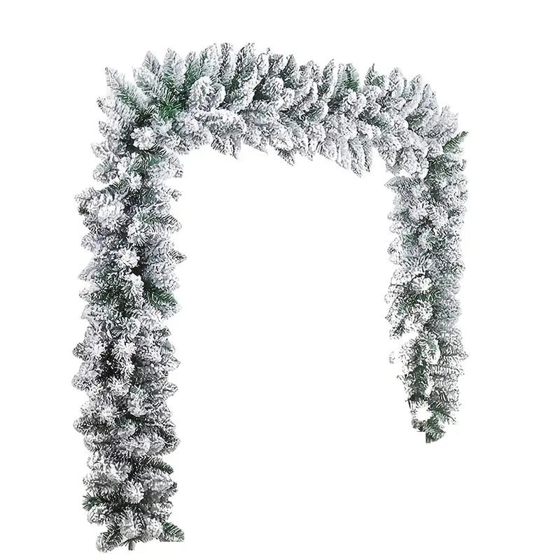 9FT Snow Flocked Christmas Garland, Snowy Artificial Christmas Garland