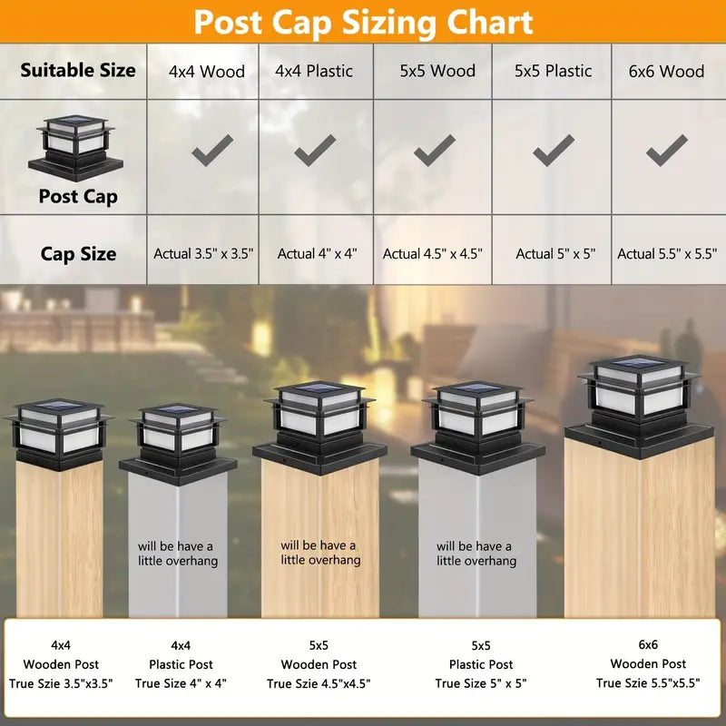 6 pack Solar  Post Lights Outdoor for Fit 4x4 5x5 6x6 Vinyl/Wooden Posts