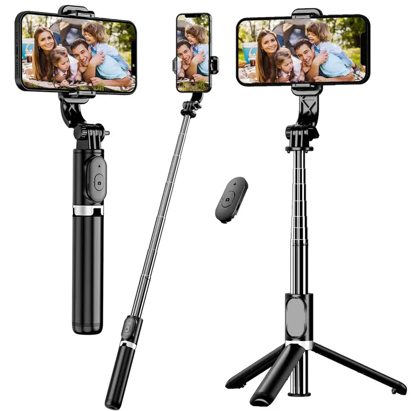 40" Extendable All-in-1 Smartphone Tripod Stand - 360° Rotation, Wireless Remote, Compact Design for iPhone 14/13/12/12 Pro/11/11 Pro/XS/XR/X/8/7 Plus, Samsung, Google, LG, Sony Smartphones