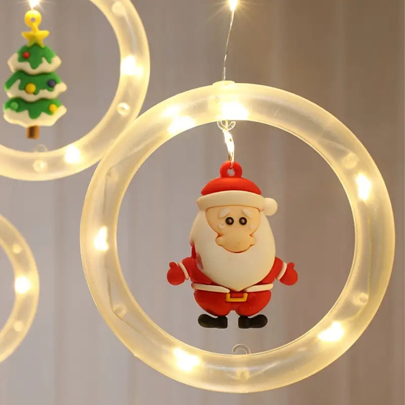 Christmas Light String Santa Claus Cartoon Shape Hanging Window Curtain Light LED