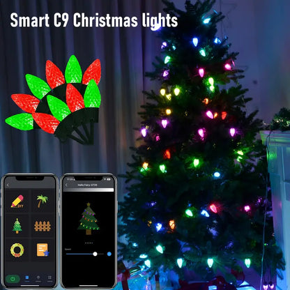 Smart C9 Led Christmas Lights App Programmable, RGB Color Changing, Dimmable