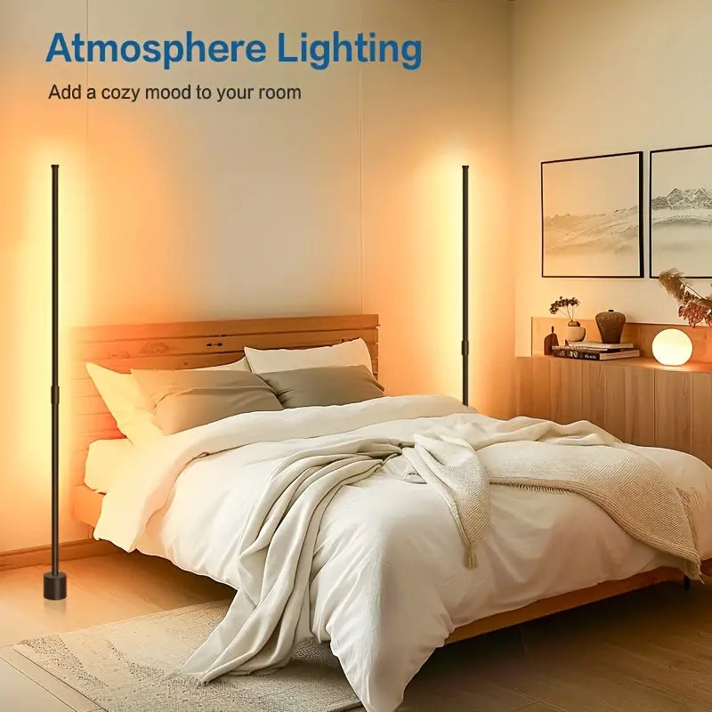 Modern Minimalist LED Corner Floor Lamp - USB Powered with Metal Stand