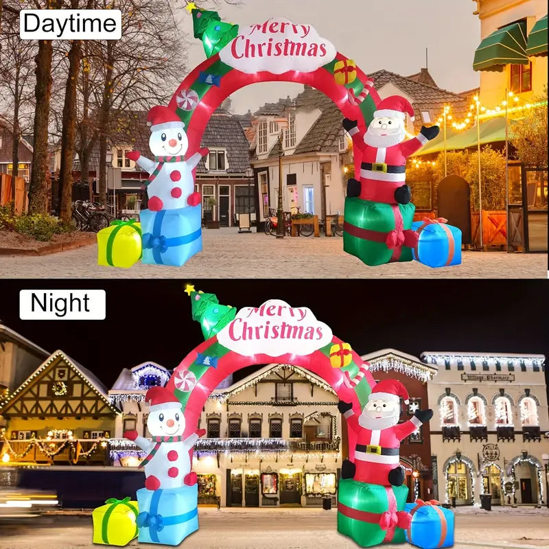 12.5 FT Christmas Inflatables Archway, Inflatable Santa Claus And Snowman