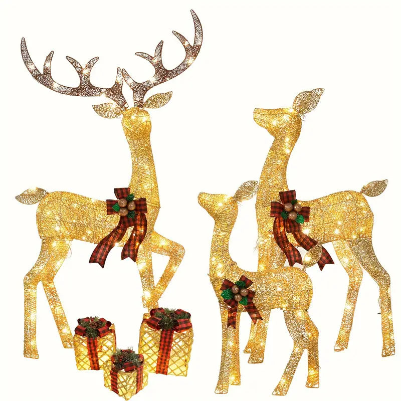 3-Piece Large Lighted Christmas Deer Family Set