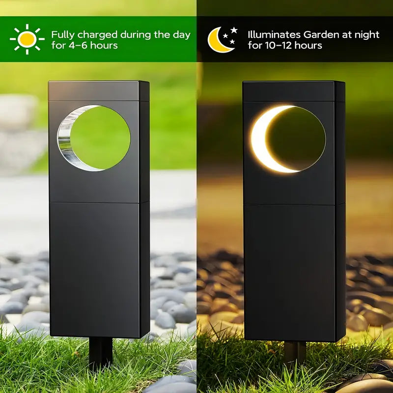 Solar Outdoor Lights 6 Pack, Bright Pathway Outdoor, Achieve, Moon Shape