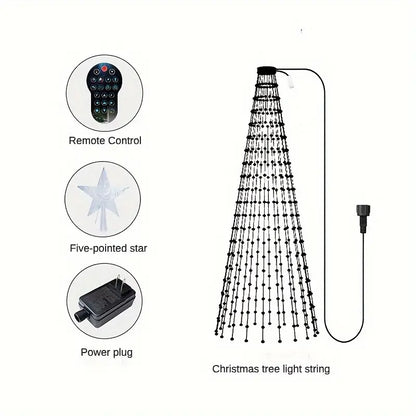 7 FT Outdoor Christmas Decorations Lights With Star, Smart Display Modes