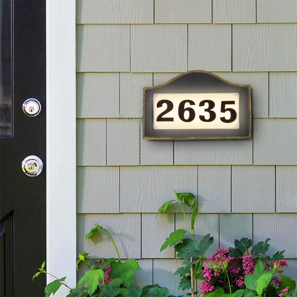 Antique Solar-powered waterproof LED address sign Mountable & yard