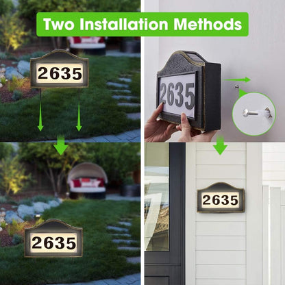 Antique Solar-powered waterproof LED address sign Mountable & yard