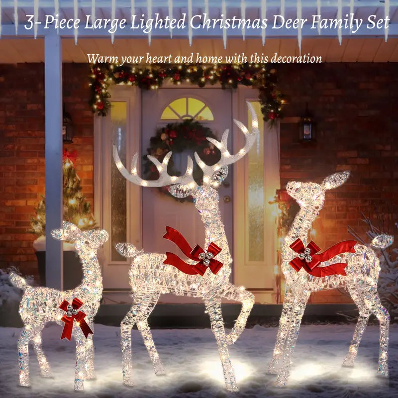 3-Piece Large Lighted Christmas Deer Family Set