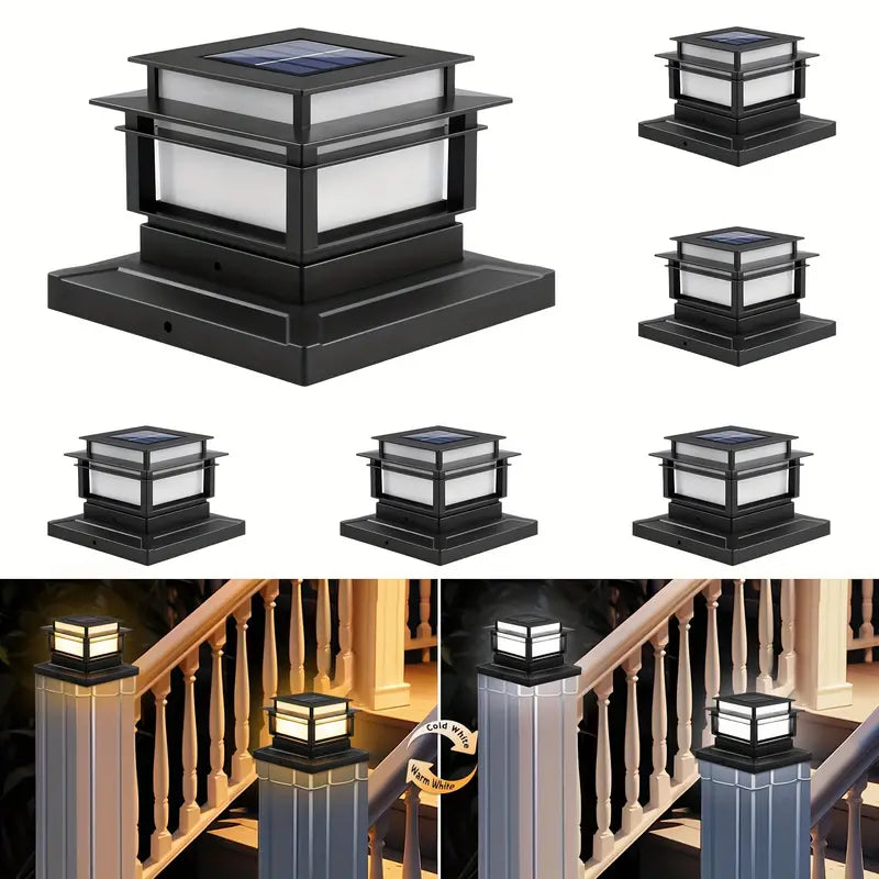 6 pack Solar  Post Lights Outdoor for Fit 4x4 5x5 6x6 Vinyl/Wooden Posts