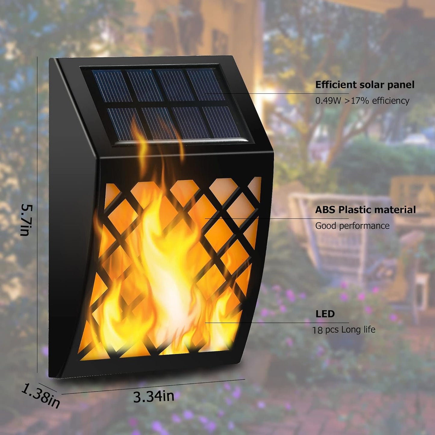 Solar Flame Lights Outdoor, 4 Pack