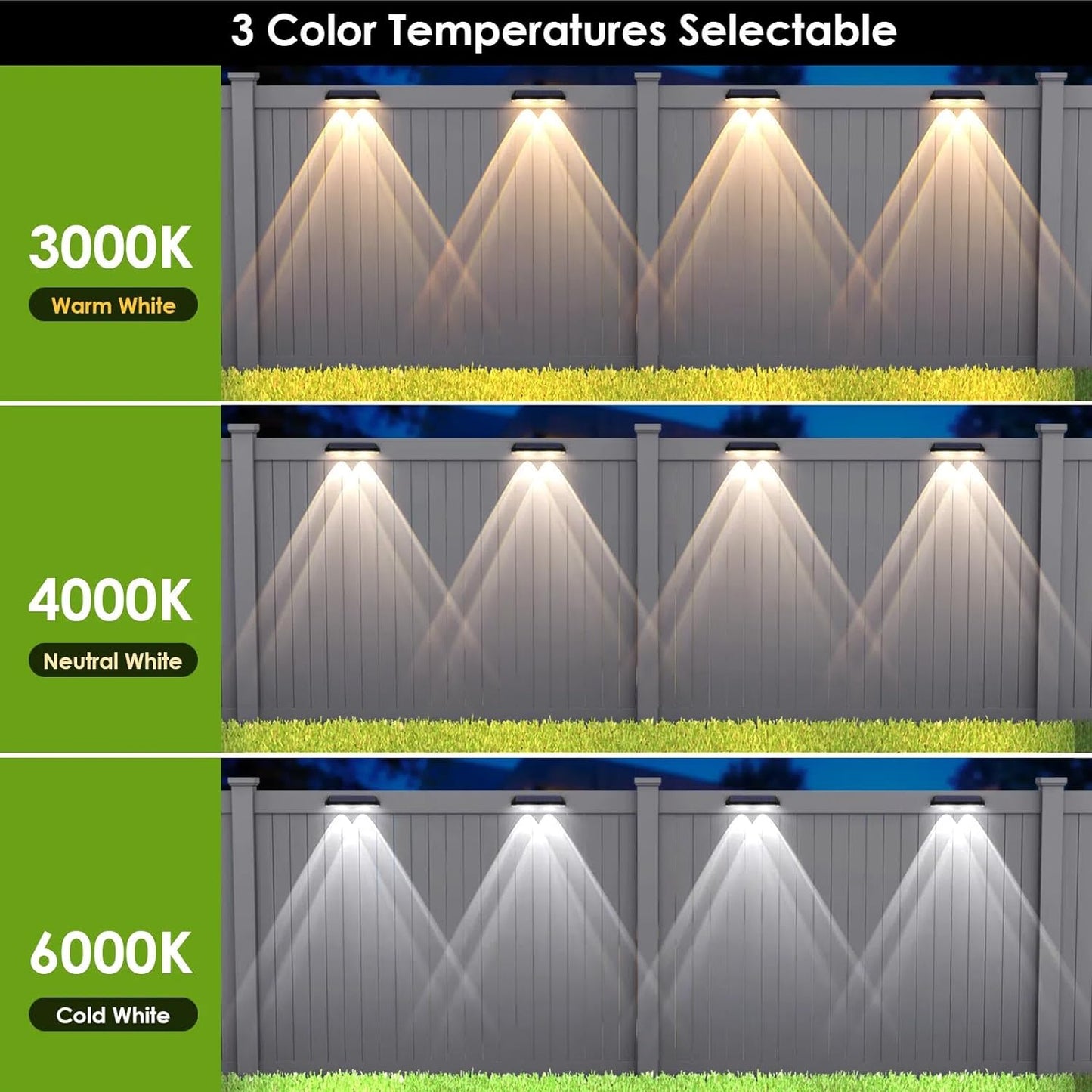 8 pack Solar Fence Lights Outdoor - Waterproof Fence Solar Lights Outdoor, Solar Deck Lights