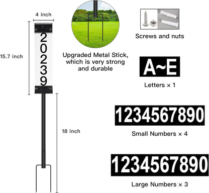 Solar-powered waterproof LED address sign mountable, with 7 colors