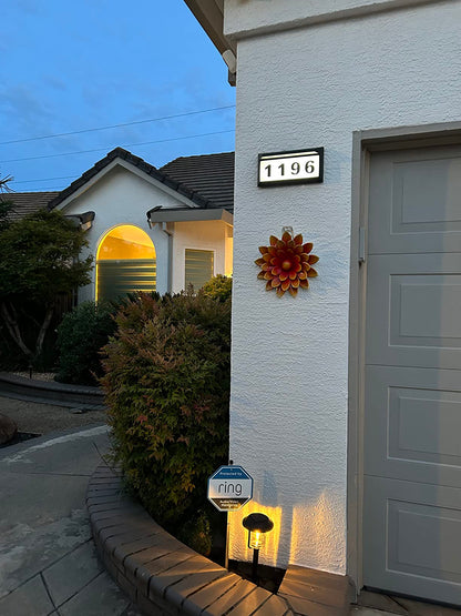 Solar-powered waterproof LED address sign for outdoor home walls