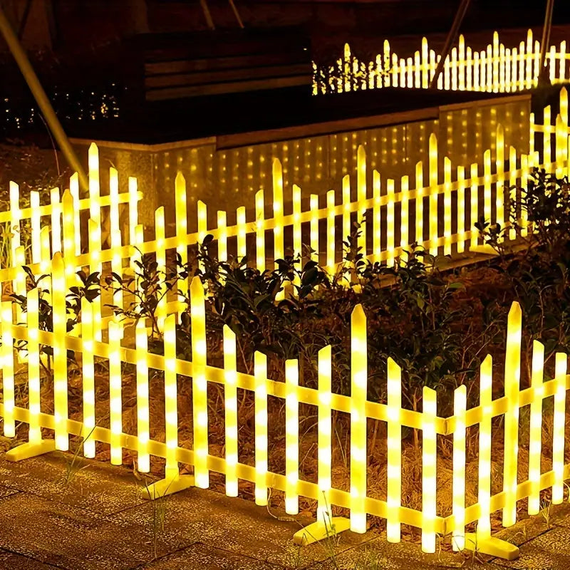 1 Box Of 8pcs, 2.8m/110inch, Solar Fence Light, With USB Type-C Charging Port New Outdoor Colored Lantern Fence Yard Decoration