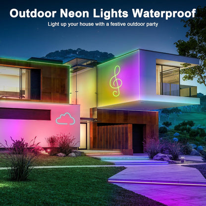 100ft Ultra-Bright Flexible Neon LED Strip Light - P67 Waterproof, with app Remote Control for Indoor/Outdoor