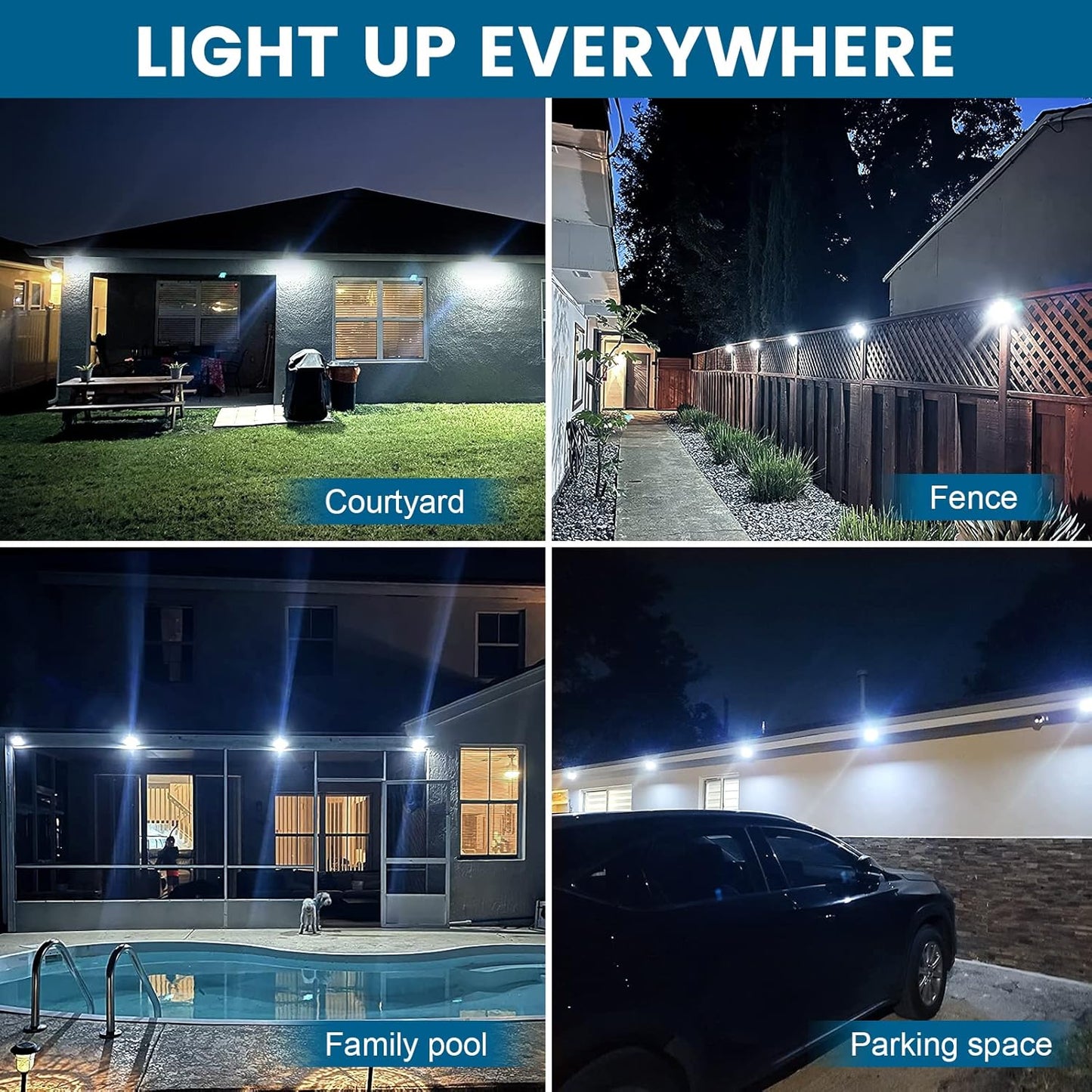 4packs Solar Wireless Security Motion Sensor  waterproof Outdoor Lights