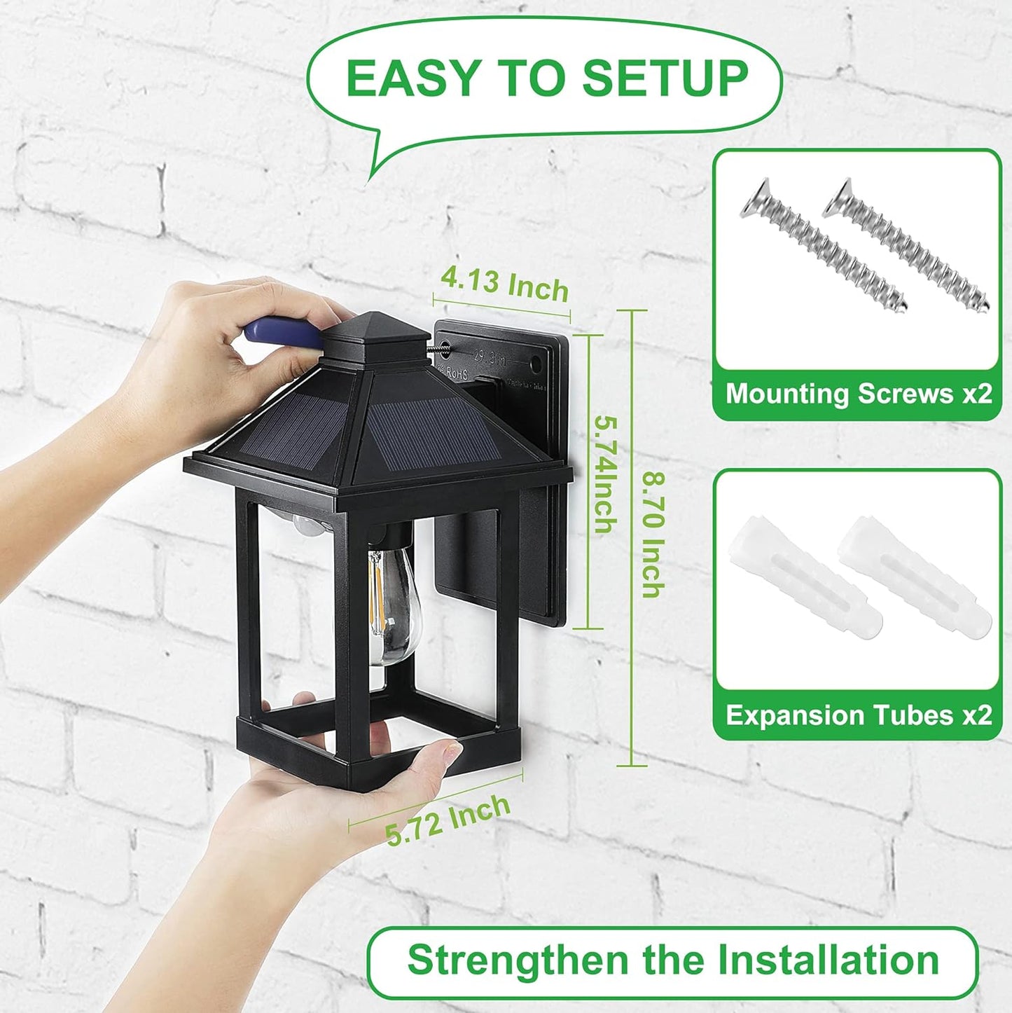 Solar Wall Lanterns Outdoor with 3 Modes, Motion Sensor 2 Pack