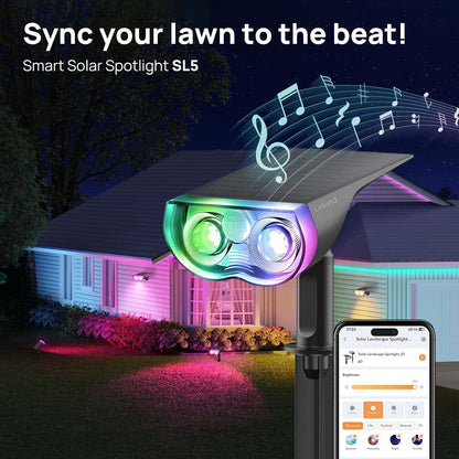 Solar powered Colored Changing Spotlight, for Landscape, Yard, Garden, Pool Lighting with APP(6 Pack)