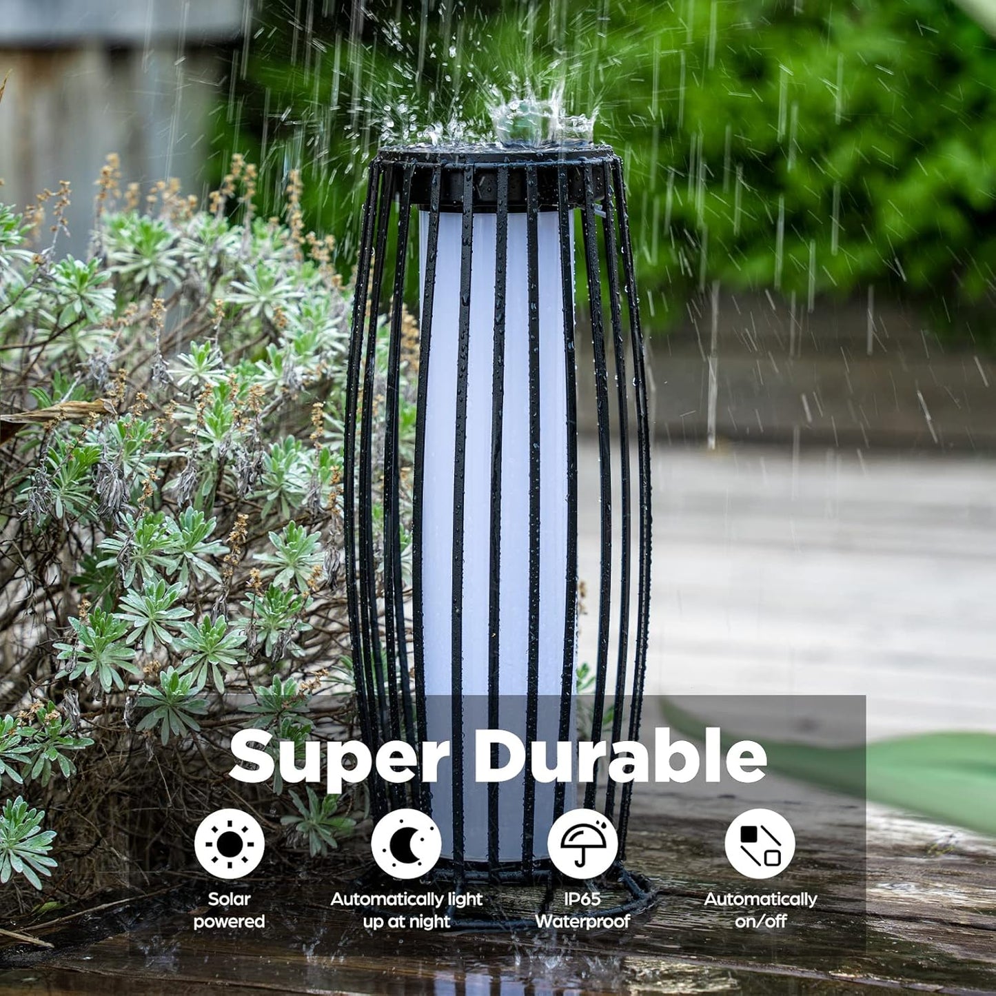 Outdoor&Indoor Waterproof Solar Flickering Flame Light for Garden Decoration, USB Rechargeable