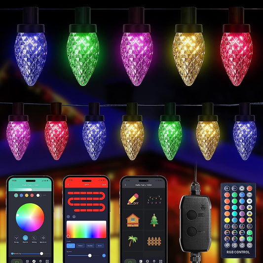 Smart C9 Led Christmas Lights App Programmable, RGB Color Changing, Dimmable