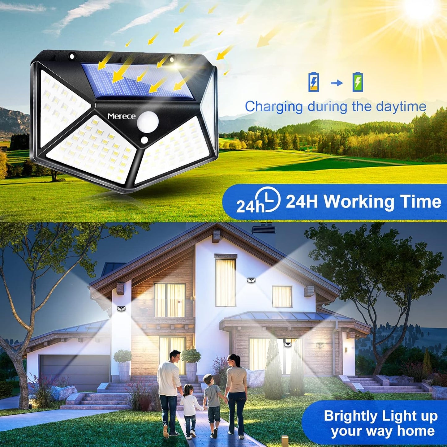 Motion sensor Modes 270° Lighting solar powered lights