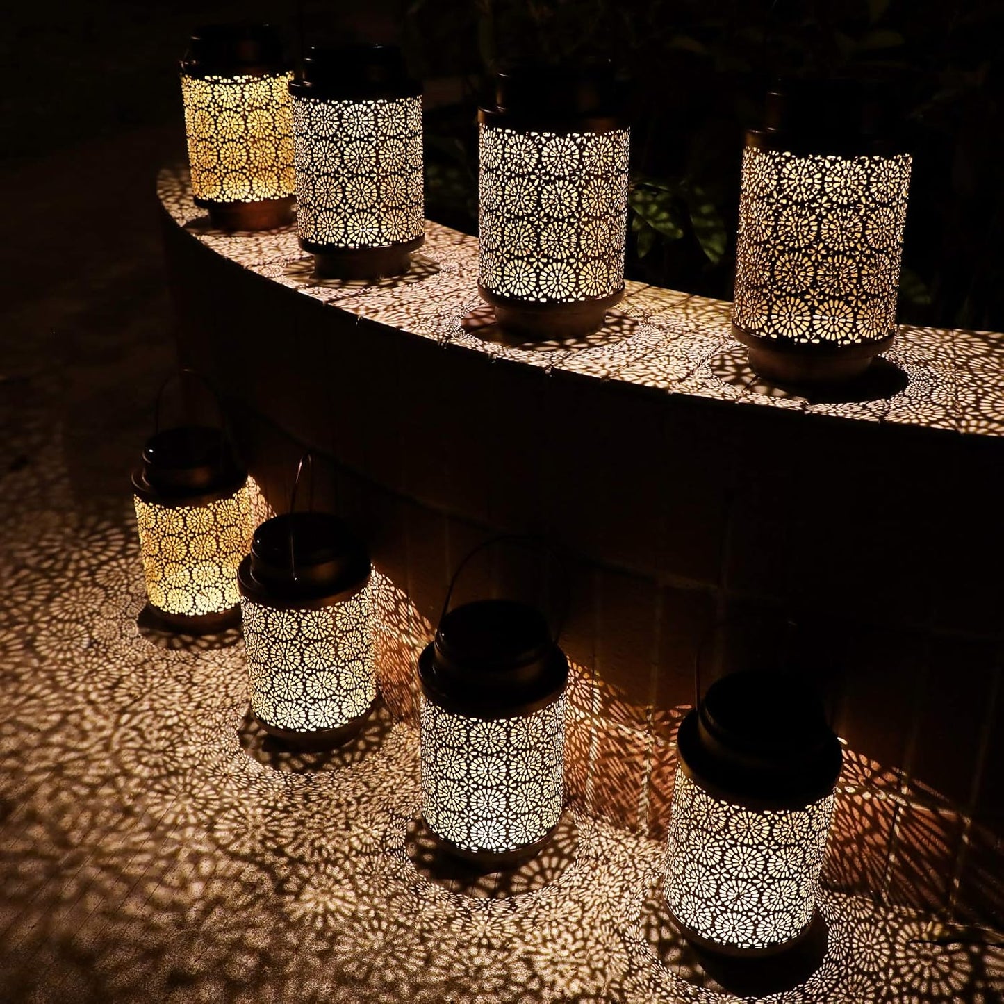 Large Solar Lantern Waterproof Outdoor Hanging Retro Style Lights 2 packs