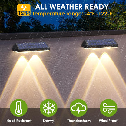 8 pack Solar Fence Lights Outdoor - Waterproof Fence Solar Lights Outdoor, Solar Deck Lights