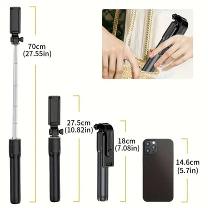 Portable Wireless Selfie Stick-Tripod Combo with Extended Remote: Ideal for Travel & Content Creation