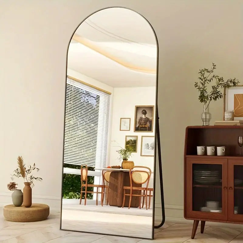 Arched Full Length Mirror, Full Body Mirror with Stand, Hanging or Leaning for Wall