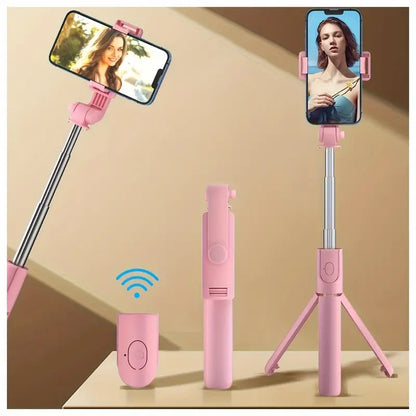 Portable Wireless Selfie Stick-Tripod Combo with Extended Remote: Ideal for Travel & Content Creation