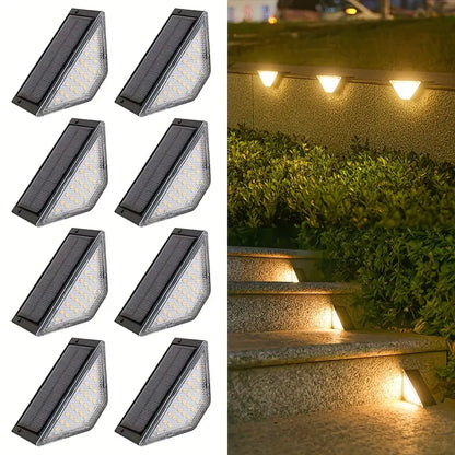 8Pcs LED Solar Step Lights, Outdoor Stair Lights, Solar Deck Lights