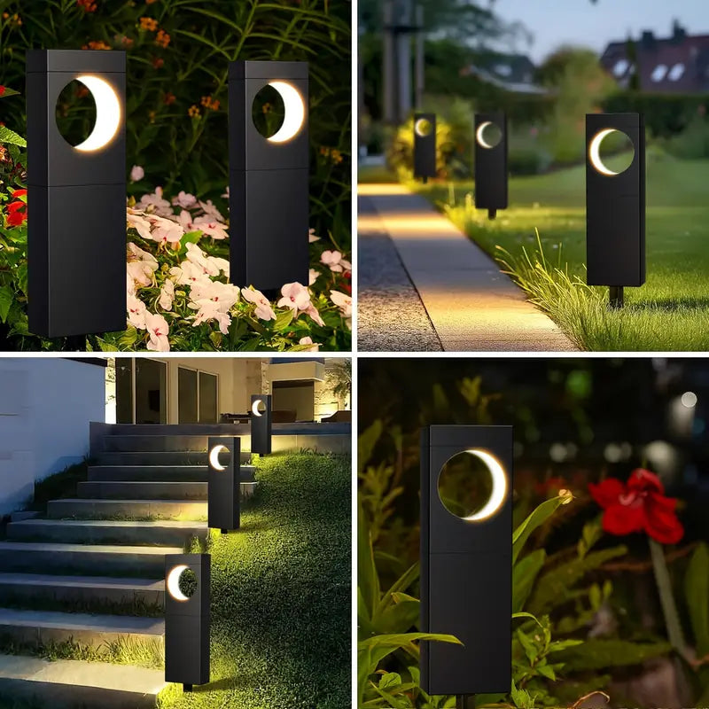 Solar Outdoor Lights 6 Pack, Bright Pathway Outdoor, Achieve, Moon Shape