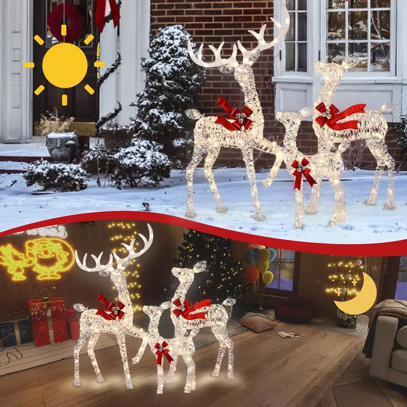 3-Piece Large Lighted Christmas Deer Family Set