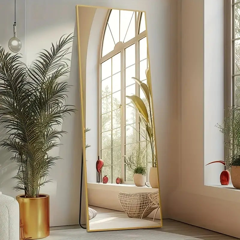 Arched Full Length Mirror, Full Body Mirror with Stand, Hanging or Leaning for Wall