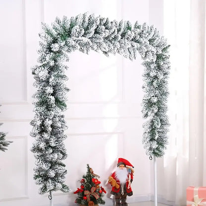 9FT Snow Flocked Christmas Garland, Snowy Artificial Christmas Garland