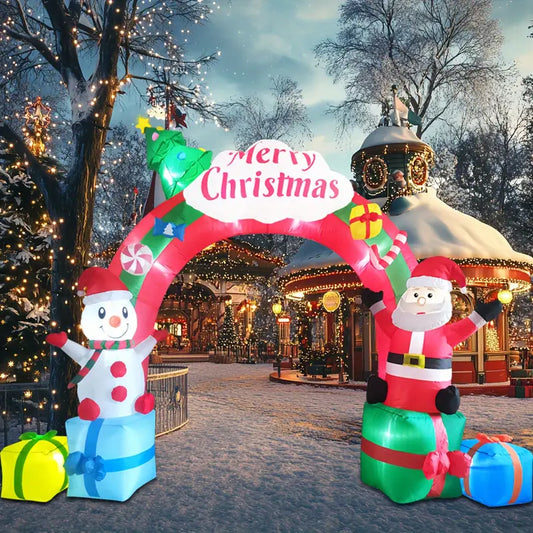 12.5 FT Christmas Inflatables Archway, Inflatable Santa Claus And Snowman