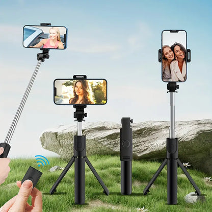 Portable Wireless Selfie Stick-Tripod Combo with Extended Remote: Ideal for Travel & Content Creation