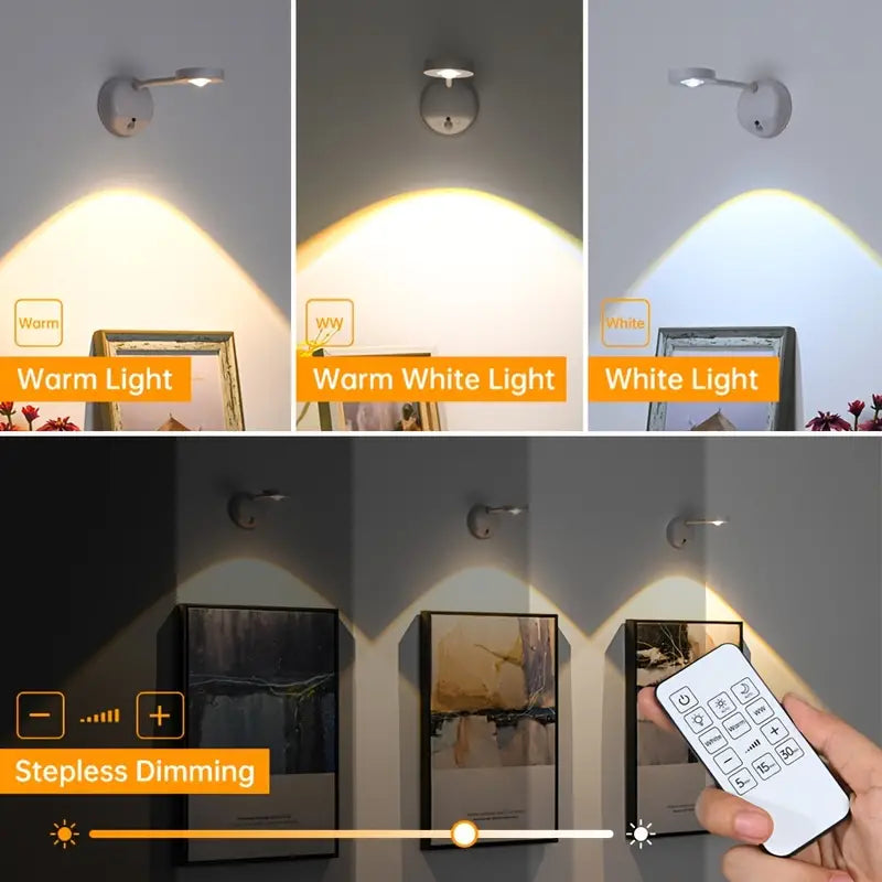 Motion Sensor Spotlight with Remote, USB Rechargeable Acrylic Lamp Shade, Plastic Semi-Flush Mount Detachable Spotlight, Battery Powered