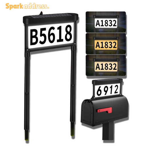 Solar-powered Address Sign, Double Side Illuminated, 3 Colors Waterproof LED Mailbox