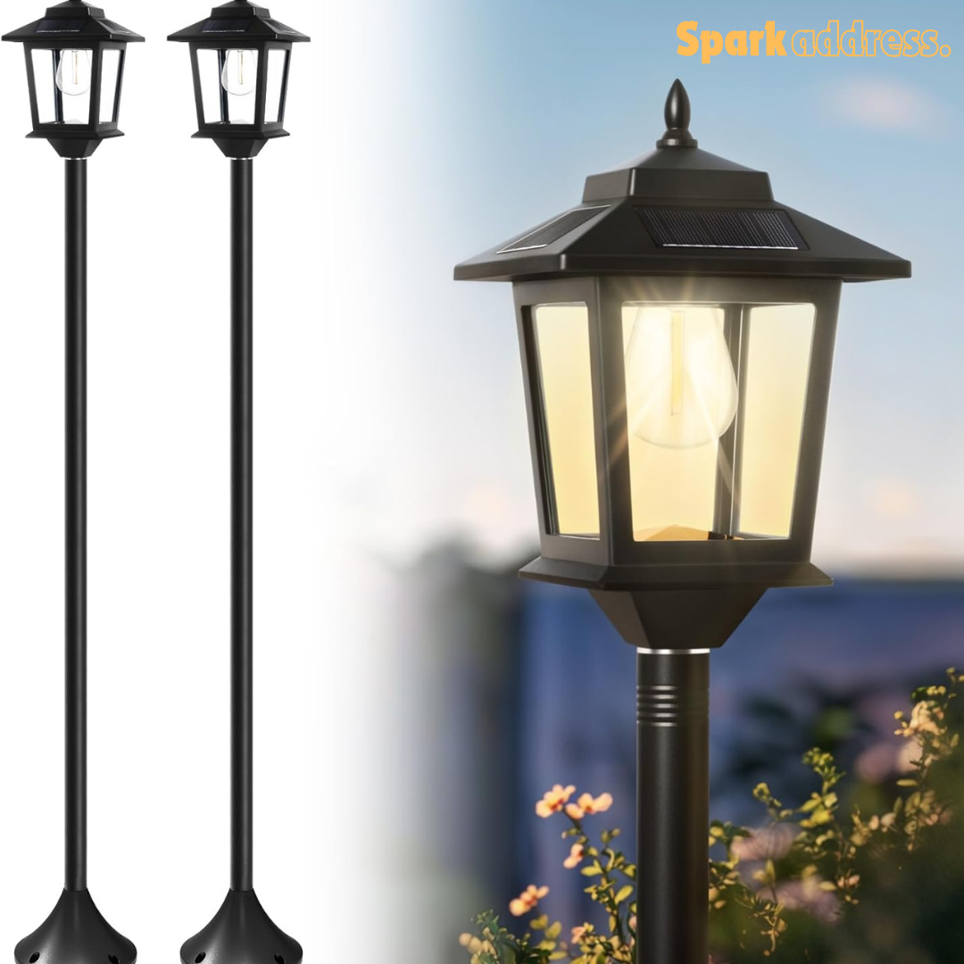 2 pack Solar post lights" with replaceable bulb