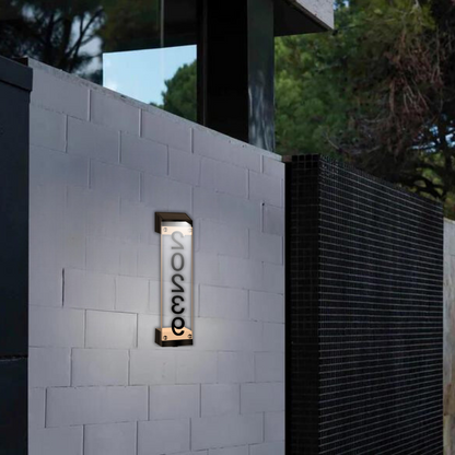 Solar-powered waterproof LED address sign mountable, with 7 colors