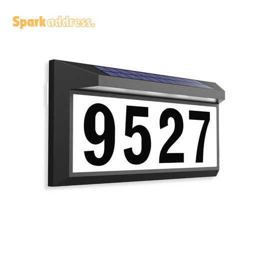 Solar-powered waterproof LED address sign for outdoor home walls