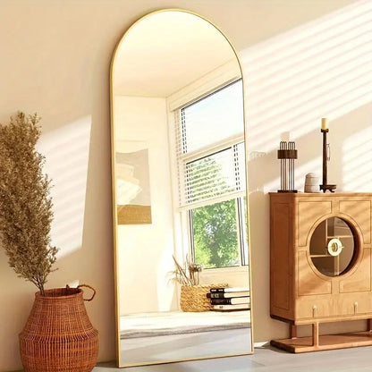 Arched Full Length Mirror, Full Body Mirror with Stand, Hanging or Leaning for Wall