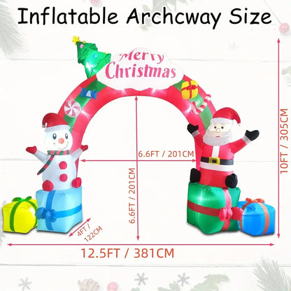 12.5 FT Christmas Inflatables Archway, Inflatable Santa Claus And Snowman